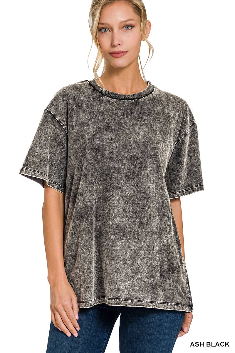 Black Ash Vintage Wash Oversized Cotton Tee
