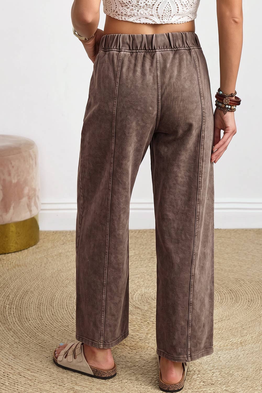 Coffee Mineral Wash Barrel Pants