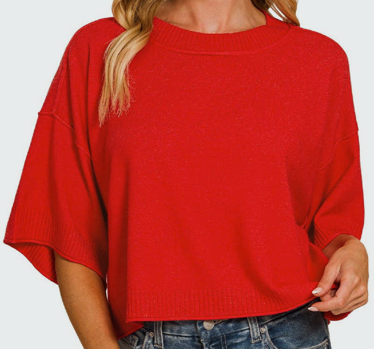 🍒The Cherry Red Mock Neck Sweater