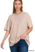 Ash Mocha Vintage Wash Oversize Cotton Tee